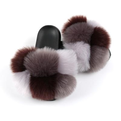 China Fashion Trend Faux Fur Pompom Ball Slips Hot Cute Women Ladies Slipper Indoor Fur Slipper Sale Fur Slipper Logo for sale