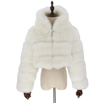 China Breathable White Warm Fur Coats For Women Fashionable Fox Fur Coat Faux Coat With Hood for sale