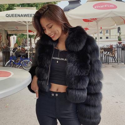 China Luxury Lady Genuine Real Fur Coat Breathable Windproof Keep Warm Winter Real Fox Fur Coats For Fashionable Woman for sale