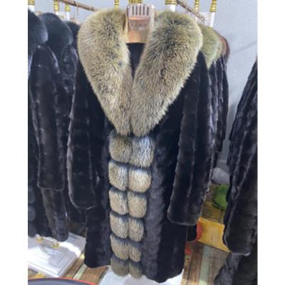 China Factory Genuine Luxurious Mink Fur Coat Long Sleeves Winter Fashion Breathable Custom Made Women's Mink Long Coat Jackets for sale