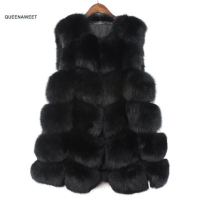 China New Arrival Hot Sale Long Real Pattern Windproof Natural Fox Fur Vests For Women Girls High Quality for sale