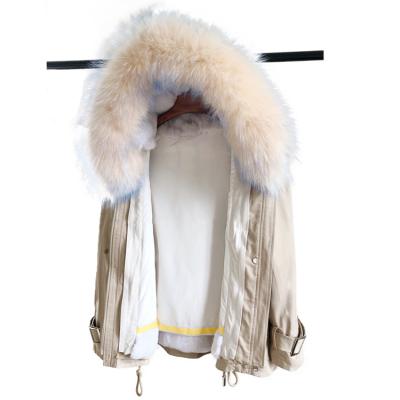 China Face Breathable Fur Coat For Women Raccoon Fur Parka Trim Hood Trim Parka With Real Rex Rabbit Fur Parka Winter for sale