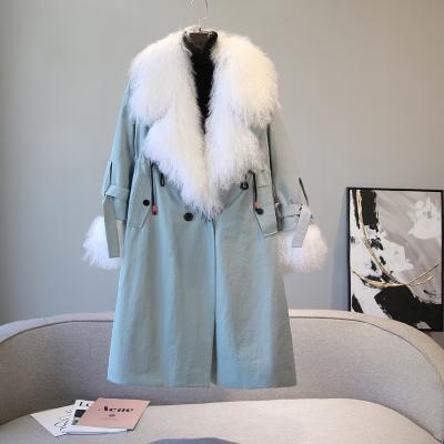 China Winter Style Rreal Parkas Breathable Parkas Wholesale Warm Women Long Sheep Fur Coat Muje Sheep Fur Coat for sale