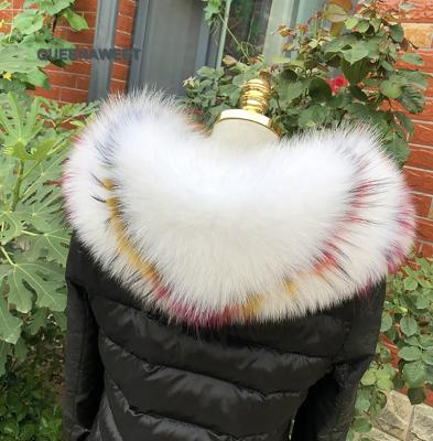 China Real Fox Fur Collar Medium Natural Winter Fur Collar Trim Scarf For Man Down Coat Parka Leather Jacket With Fur Collar Women for sale