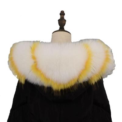 China Fluffy Winter Warm Soft Collar For Down Jacket Wholesale Customized Mix Color Real Fox Fur Collar for sale