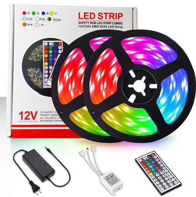 China Theme Park Color Changing LED Strip Lights 5050 RGB 20M DC 12V Application For Various Holiday Or Home Decoration With 44 Key Remote for sale