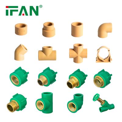 중국 IFAN Plus Plumbing Fittings PPR Pipe Fittings Yellow PPR Two Pipe Ppr Pipe Fitting Name And Sizes 판매용