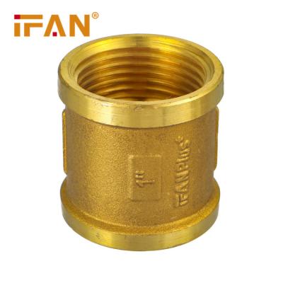 China IFAN Wholesale Female Brass Socket Pipe Fitting Thread Tube Connector Copper Fitting for sale