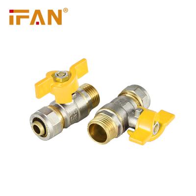 中国 Female And Male Straight Valve Double Thread With yellow Handle High Quality for gas ball valve 販売のため