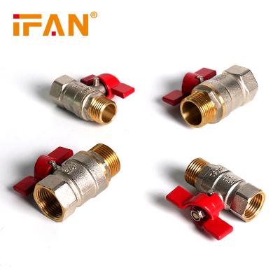 China IFAN Pro Press 4 Inch Female Male Thread Copper Ball Valve Price Butterfly Handle Brass Ball Valve for sale