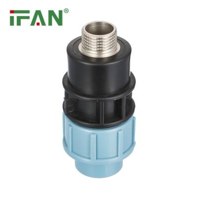 中国 IFAN Wholesale PP Compression Fittings Light Blue HDPE Male Socket With Brass For Farm Irrigation System Free Sample 販売のため