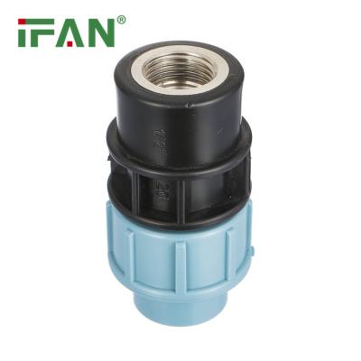 China IFAN Wholesale PP Compression Fittings Light Blue HDPE Female Socket With Brass For Farm Irrigation System Free Sample zu verkaufen