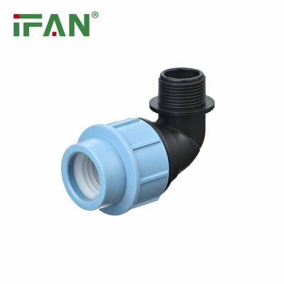 China IFAN ISO CE Elbow Pipe Fitting PP PE Compression Male Fitting 90 Degree Male Thread Elbow For Irrigation System zu verkaufen