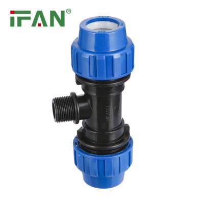 China IFAN Wholesale Price Dark Blue HDPE Male TEE PP Compression Fittings For Farm Irrigation System for sale