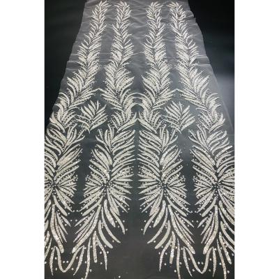 China Who respects the environment; 2022 Sustainable Sequined Tulle Glitter Mesh Embroidery Lace Fabric For Women's Dresses for sale