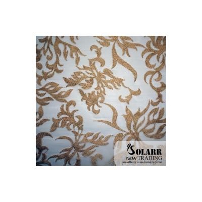 China Who respects the environment; 100 Polyester Sustainable All Over Leaves Floral Organza Embroidery Cheap Fabric With Chiffon Embroider for sale