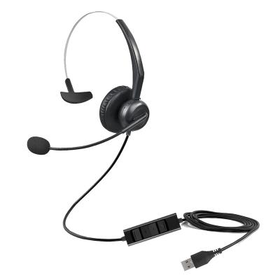 China Comfortable Wearing Beien T51 Wired Single Ear USB Call Center Headset Noise Canceling Computer Earphone With Mic And Volume Control For Desktop for sale