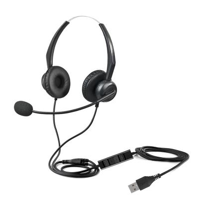 China Noise Canceling Beien Binaural Office Call Center Headset USB Earphone with Microphone and Noise-cancelling Volume Control for Business Center for sale