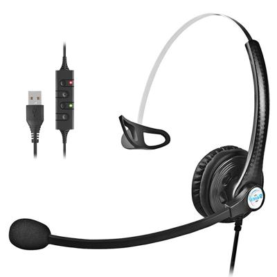 China Noise Canceling Call Center Headsets High Quality Single Ear Wired Earpiece With Microphone Noise Cancellation And Volume Control For Computer for sale