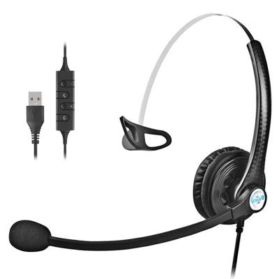 China Noise Canceling USB Plug Professional Single Ear Wired Noise Canceling Call Center Phone Headset Earphone With Microphone For Computer/PC for sale