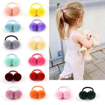 China Hair accessories Hot Selling Pom Pom Elastic Hair Ties Fluffy Ponytail Holders or Girls Toddlers Pigtail for sale