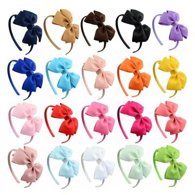 China For birthdays Solid Color headband with Grosgrain Ribbon Rainbow Hair Bow Hair Accessories for Teens Toddlers Children for sale