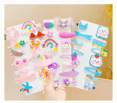 China For birthdays Hot Selling  14pcs/set  Children's Cute Flower Butterfly Fruit Candy Princess Girls Hair Clip Hair Accessories for sale