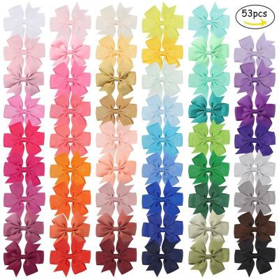 China For birthdays Hot Selling 53 Colors Ribbon Hair Bows Clips Accessories For Baby Girls Children Hair Bow Hair Pins for sale