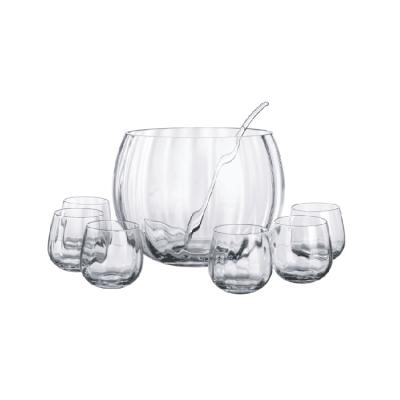 China Homemade Clear Pumpkin Punch Bowl and Pocket Clear Glass Set and Party Punch Tableware Set for sale