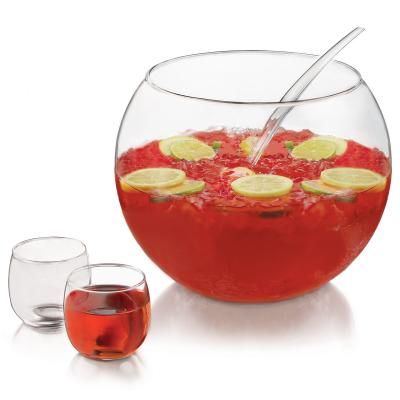 China 8 Piece Viable Custom Cheap Glass Punch Bowl Set With Hollow Out Pouch For Juice Or Soup for sale