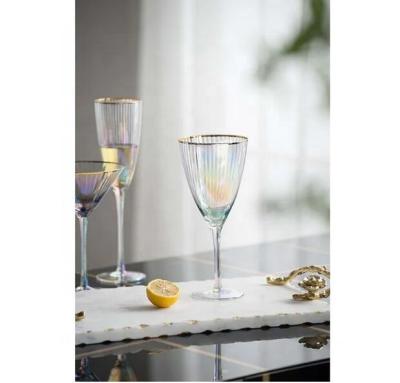 China Iridescent luster 1 oz. elegant iridescent chandelier fluted wine glass champagne glass stemmed glass for sale