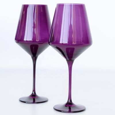 China Hot Sale COLORFUL Crystal Colored Glass Red Wine Glass Wine Goblet Purple Colorful Set for sale