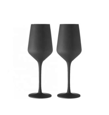 China Matte Black 400ml Custom Gift Boxed Matte Black Colored Goblet Glass Wine Glasses Set Red Wine Glass for sale