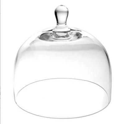 China Viable Wholesale Clear Crystal Round Cake Dome Handmade Glass Dome Cover 15cm for sale