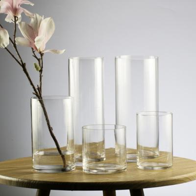 China simple & Fashionable Modern Luxury Clear Glass Vase Cylinder Decorative Vase for sale