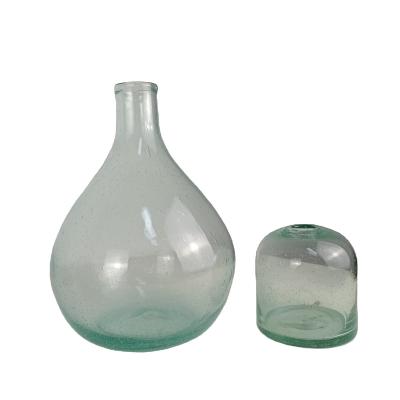 China Country Around Repurposed Light Green Crystal Glass Vase With Bubble Light Effect for sale