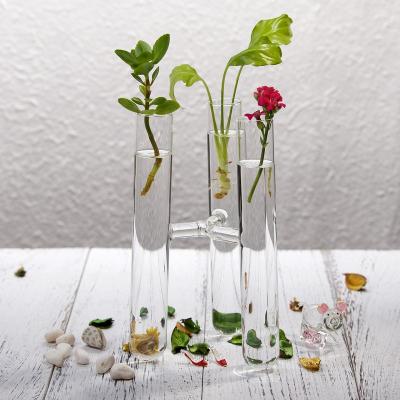 China Country Design 3 Crystal Glass Test Tube Vase Connected Hydroponics For Flower Arrangement Decor for sale