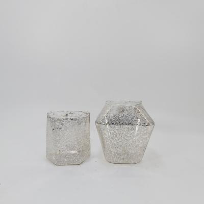 China Country Foll Crystal Glass Vase For Flower Geometric Silver Layout Decor for sale