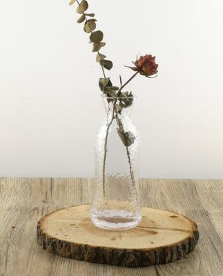 China Country Small Mini Flower Glass Bud Clear Embossed Vase Handmade Made To Order for sale