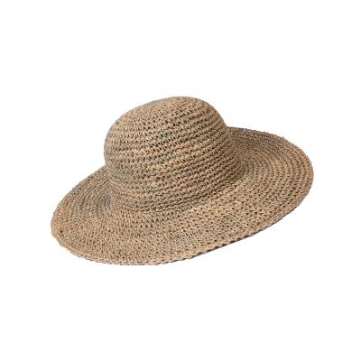 China Wholesale Lightweight Adjustable High Quality Vegetable Plankton Panama Straw Crochet Logo Beach Custom Straw Hat for sale