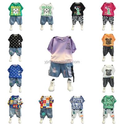 China Preppy style summer short sleeve set 2022 new children's T-shirt men and girls clothing two sets wholesale for sale