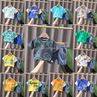 China Children's style pure cotton summer clothes preppy summer short sleeve T-shirt boys clothes kids 2022 new summer boys set wholesale for sale