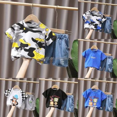 China Pure T-shirt children's clothing boys and girls summer style cotton children's clothing short sleeve preppy style children's suit wholesale for sale