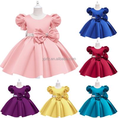 China Anti-wrinkle Europe and the United States wholesale explosion girl princess gauze skirt bubble sleeve bowknot dress model for sale