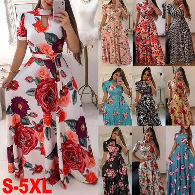 China 2022 European And American Full Skirt Fashion Anti-static Sexy Amazon Digital Printing Dress for sale