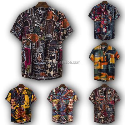 China 2022 summer high quality men's casual anti-pilling shirt cartoon graffiti beach shirt wholesale for sale