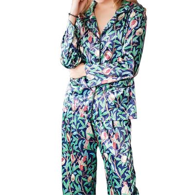 China Wholesale Comfoable Breathable Turn-Down Floral Collar Pajama Sets For Women for sale