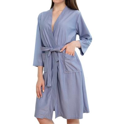 China Wholesale hotel women waffle weave long robe kimono spa bathrobe QUICK DRY for sale