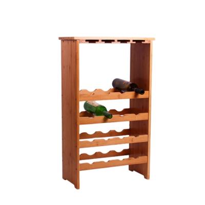 China Sustainable Promotional Prices Modern Wine Bottle Glass Rack Wooden Bamboo Wine Rack for sale