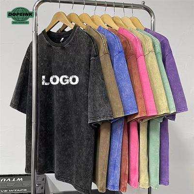 China Anti-wrinkle Top quality cotton acid wash t-shirt oversized retro mineral wash tshirt heavy relaxed vintage t shirt for sale